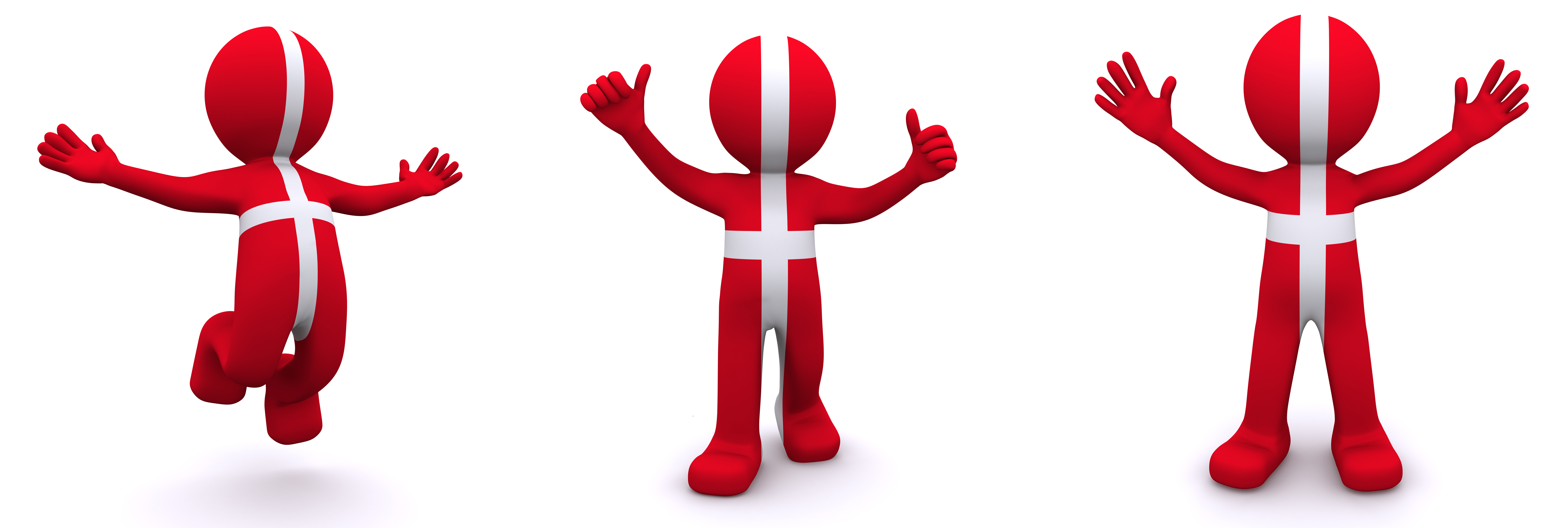 3d character textured with flag of Denmark