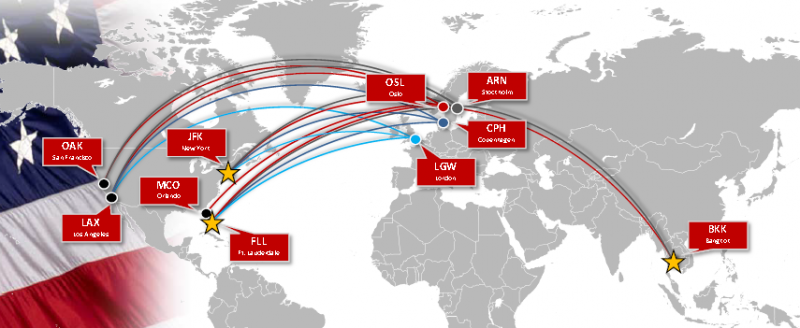 Norwegian's long haul network 2014