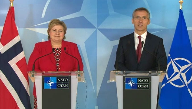 Jens Stoltenberg (NATO Secretary General): It is really a great honour and a great pleasure to welcome the Prime Minister of Norway to the NATO Headquarters