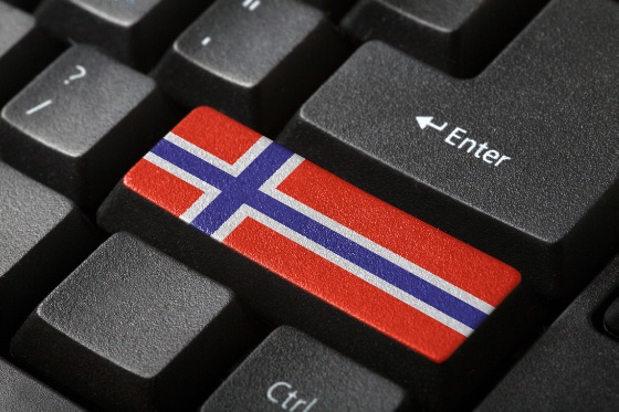 The Norwegian flag button on the keyboard. close-up