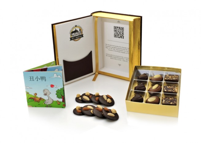 H. C. Andersen Fairytale Book Containing Handmade Danish Chocolate for Chinese Consumers