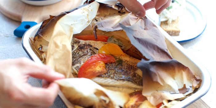 Sea bass in fish broth