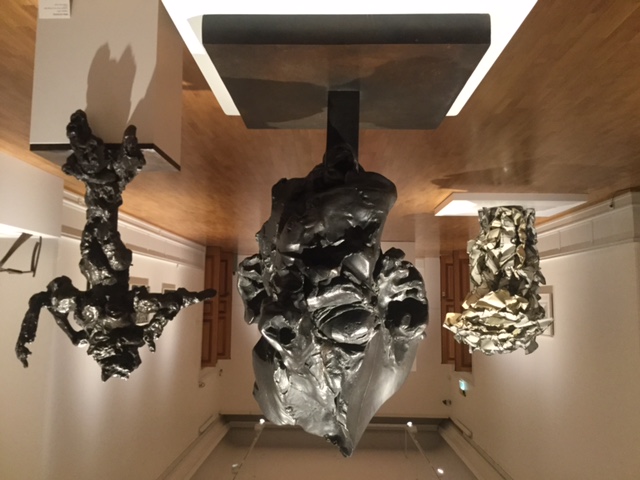 Hubert Looser in front of Tempête de flux (2007) by Fabienne Verdier