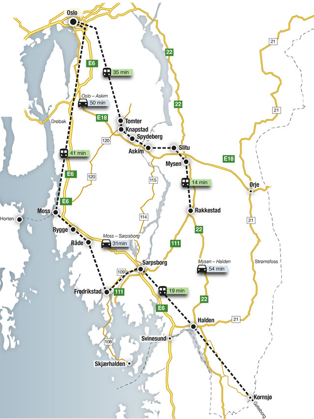 Outwards and Southwards from Oslo, Norway